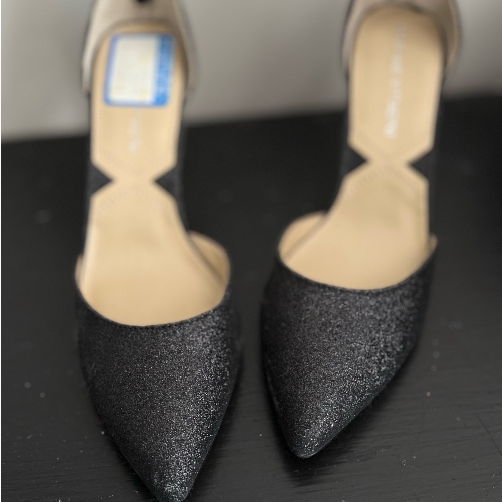 Adrienne Vittadini Black Glitter Heels